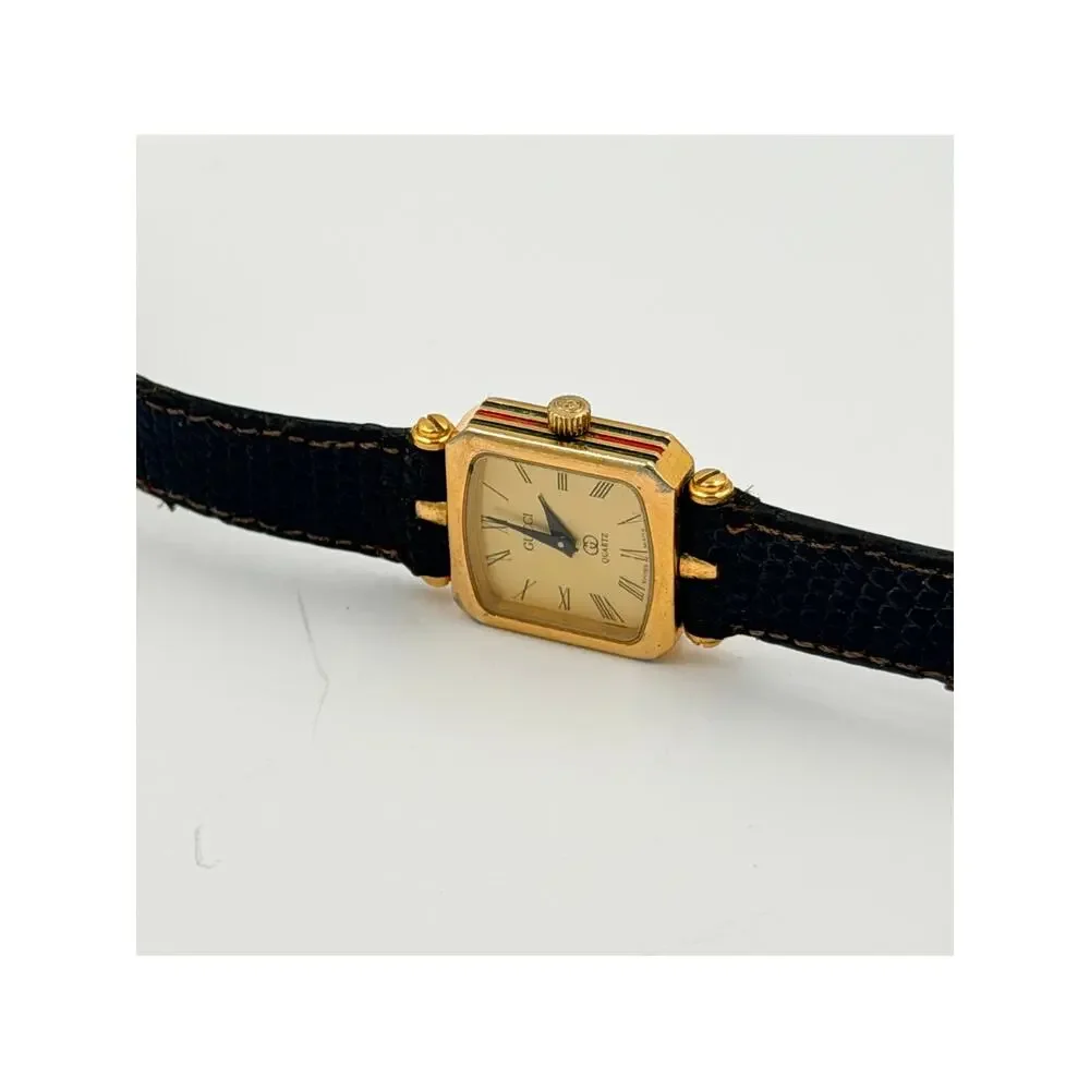 Vintage Swiss Gucci Gold Plated Women Ladies Watch For Parts Or Repair